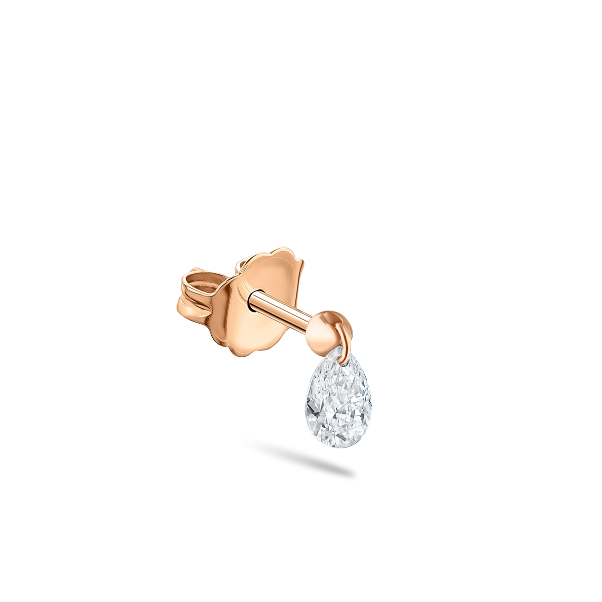 Floating Pear Diamond Charm Stud Earring