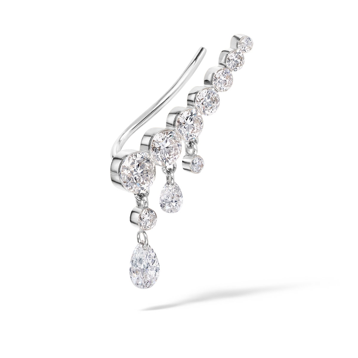 18mm Curved Crescendo Bar Invisible Set Diamond Ear Climber