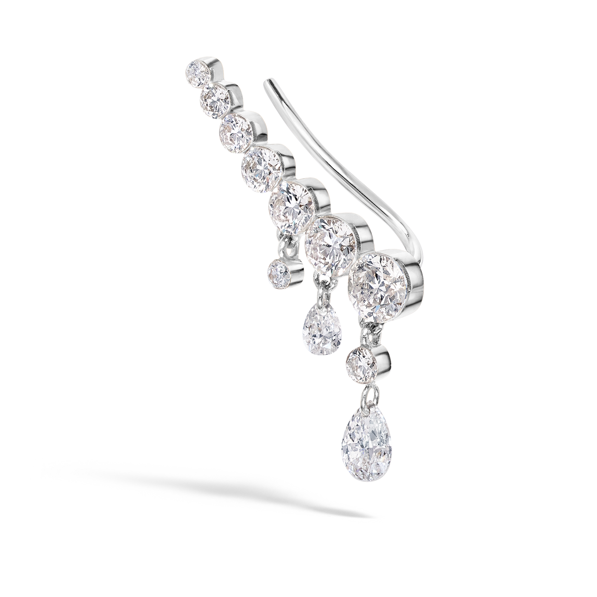 18mm Curved Crescendo Bar Invisible Set Diamond Ear Climber