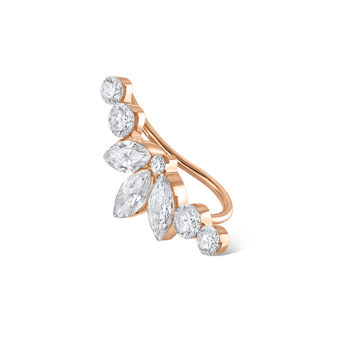 Invisible Diamond Lotus Open Garland Ear Climber