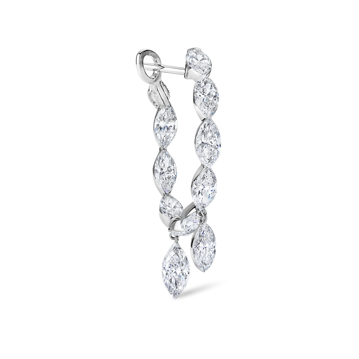 Invisible Set Marquise Diamond Eternity with Dangle Forward Angle Hoop Earring