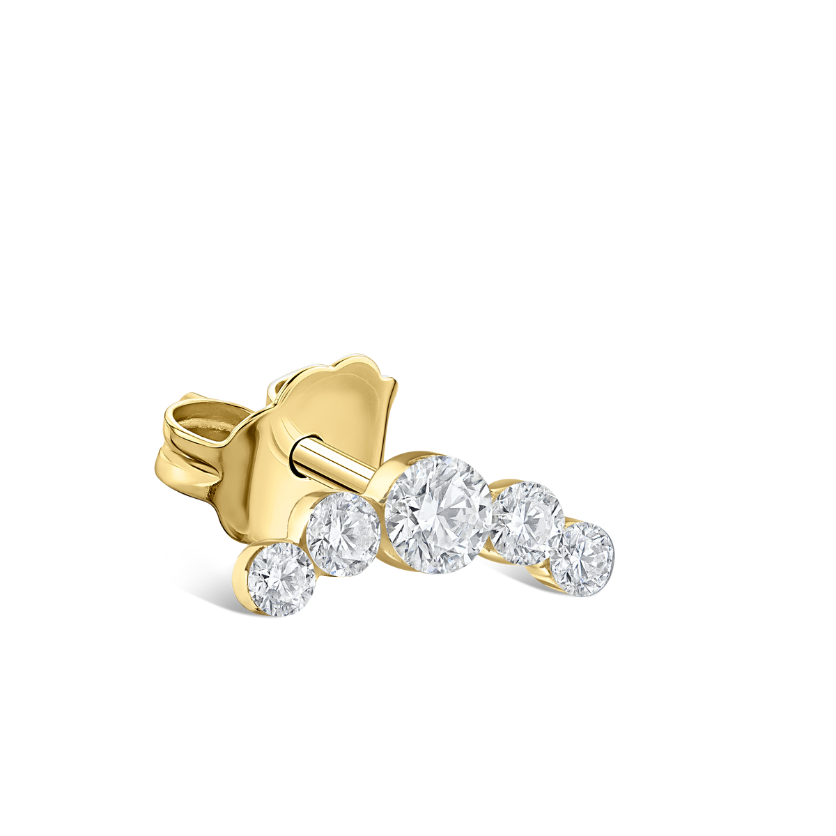 Invisible Set Five Diamond Curve Stud Earring
