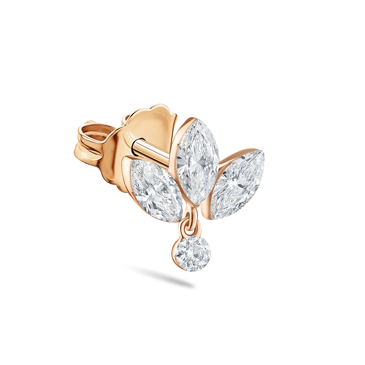 Invisible Set Diamond Lotus Dangle Stud Earring