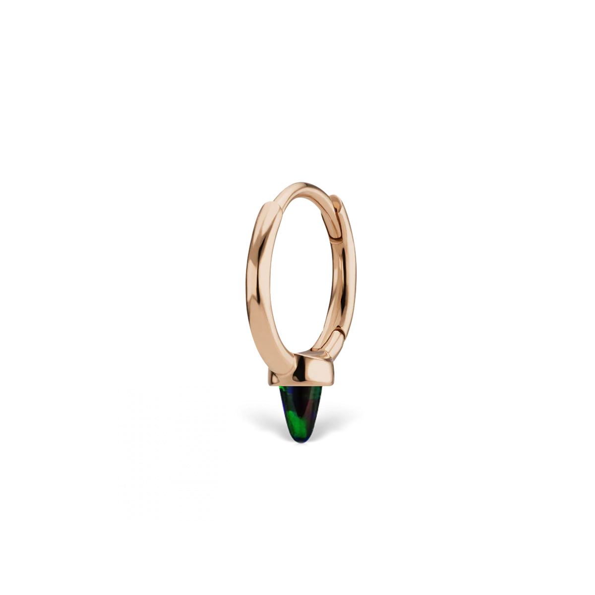 Single Short Black Opal Spike Hoop Earring (Non-Rotating)