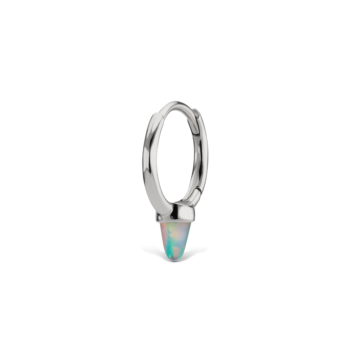 Opal Single Short Spike Hoop Earring (Non-Rotating)