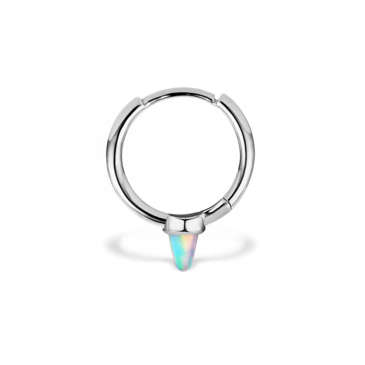 Opal Single Short Spike Hoop Earring (Non-Rotating)