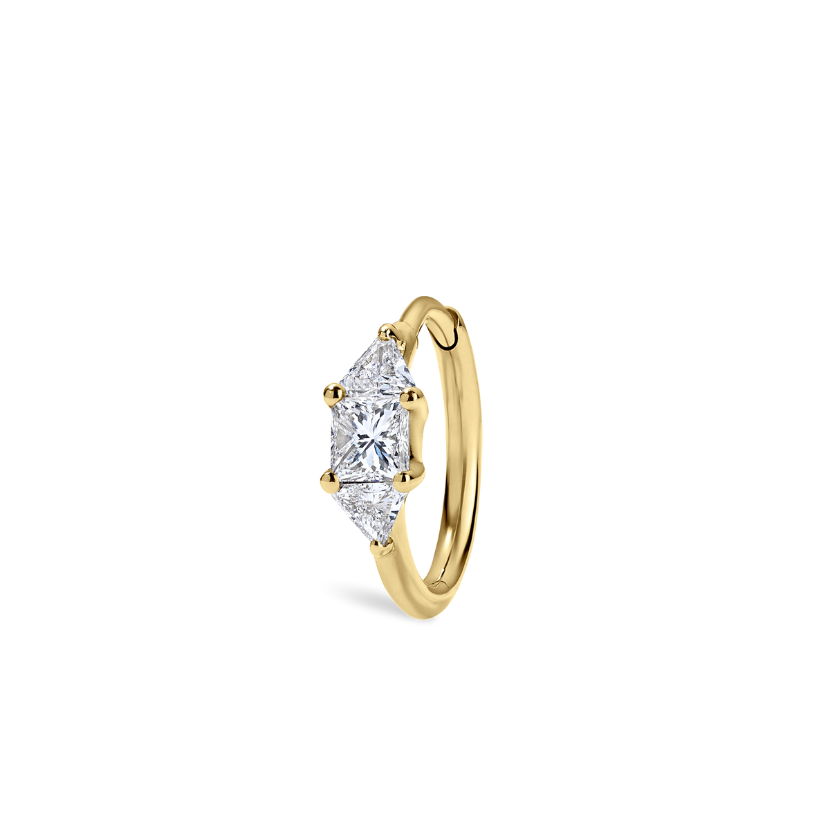 3mm Diamond Princess Triangle Hoop Earring (Non-Rotating)