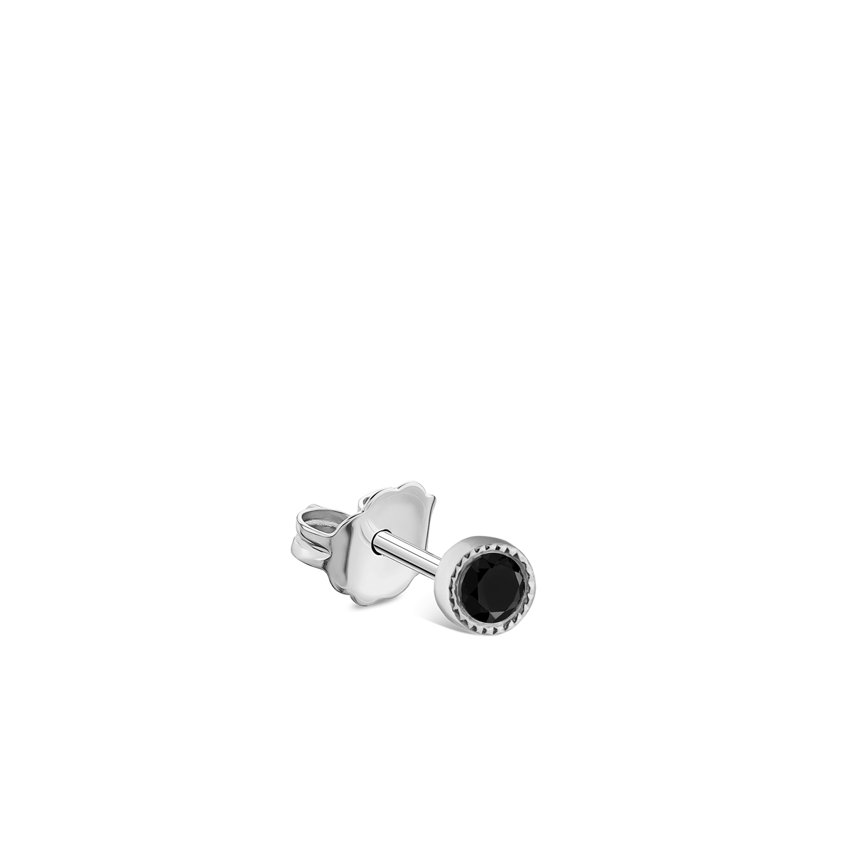 Scalloped Set Black Diamond Stud Earring
