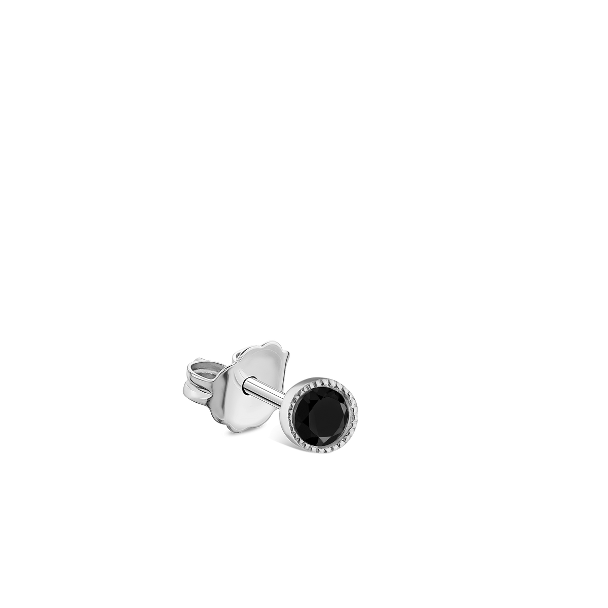 Scalloped Set Black Diamond Stud Earring