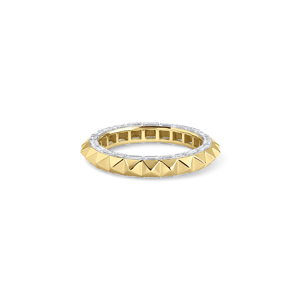 Pyramid and Pavé Baguette Diamond Finger Ring