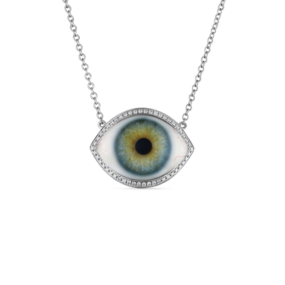 Diamond Halo Eye Necklace