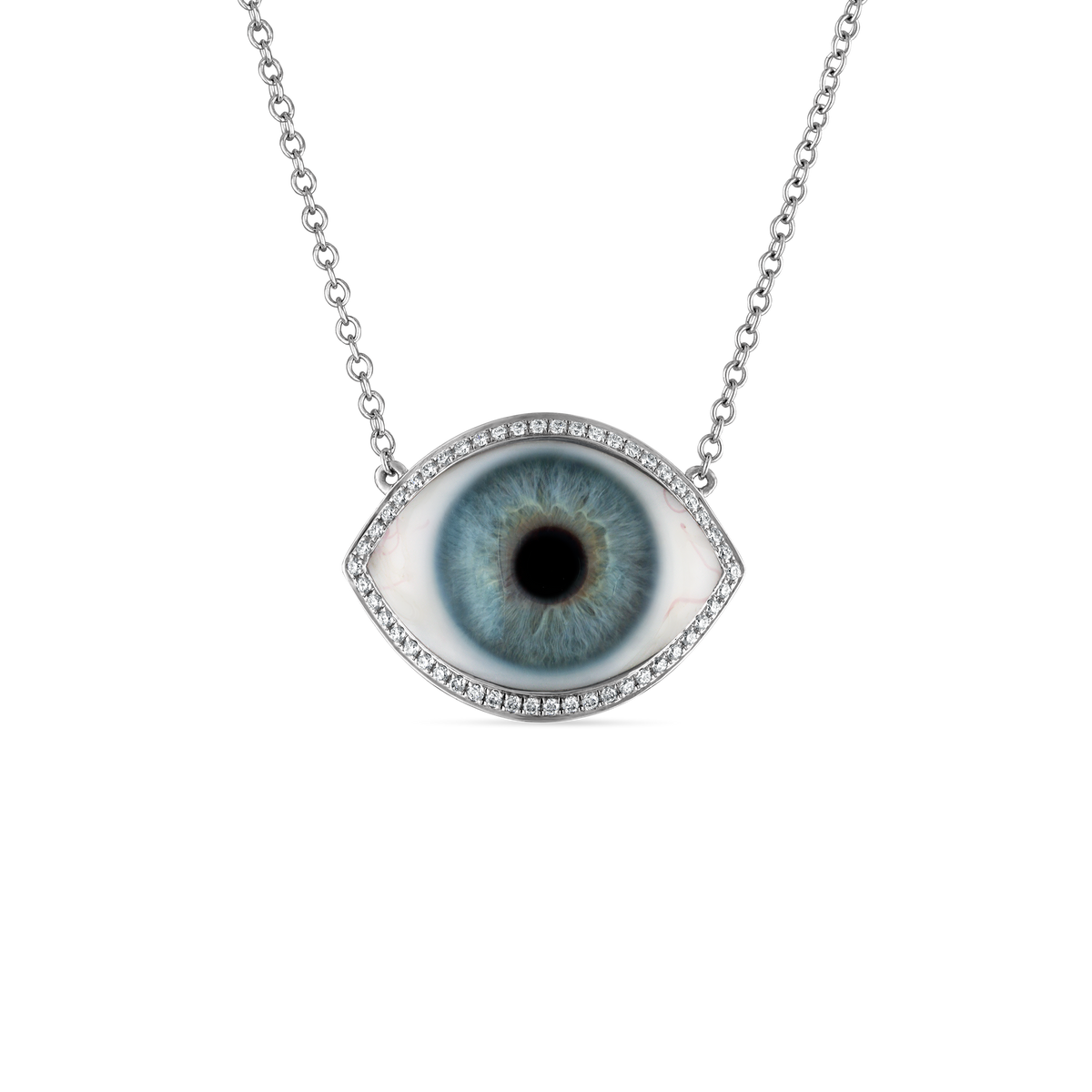 Diamond Halo Eye Necklace