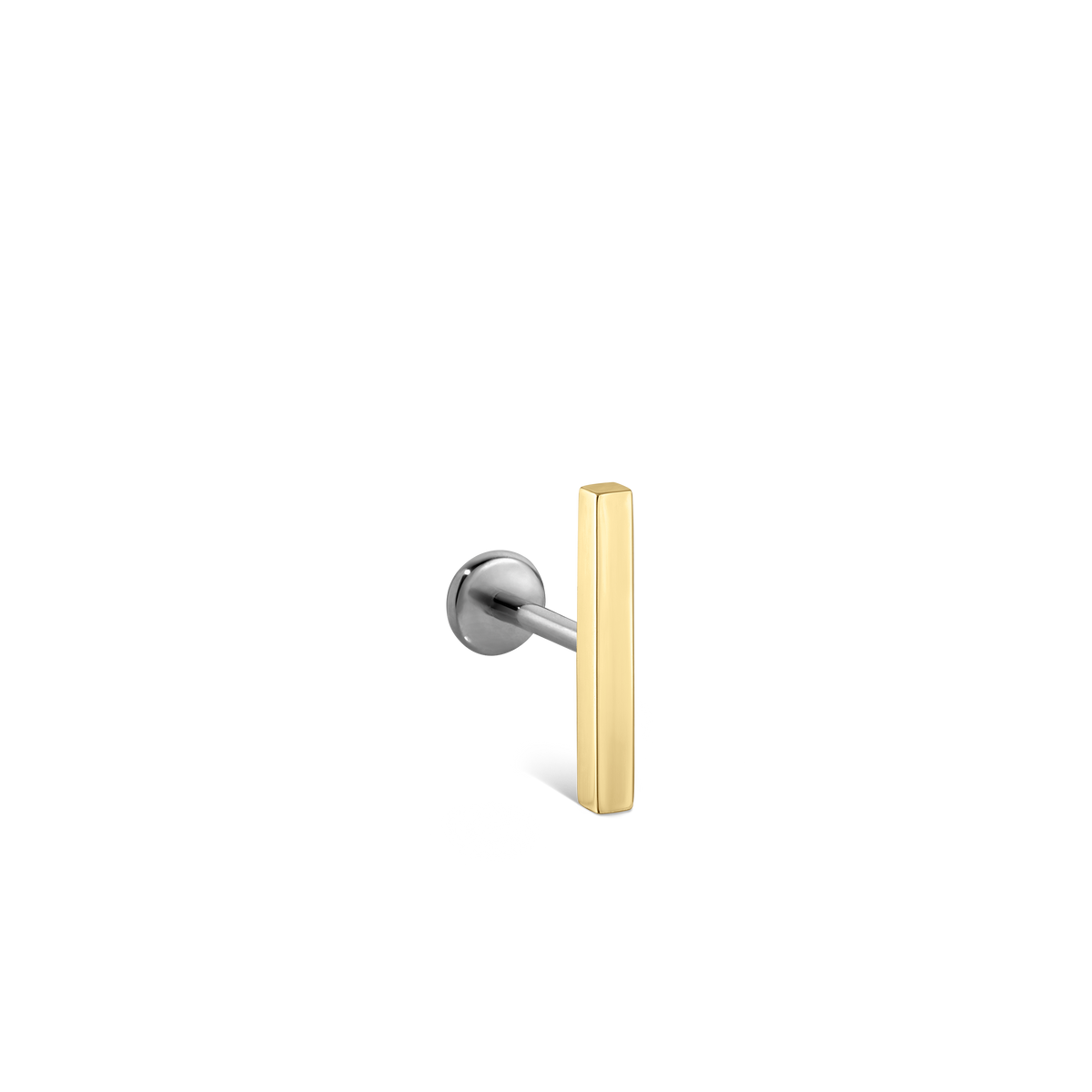 Polished Square Bar Threaded Stud Earring With Titanium Backing