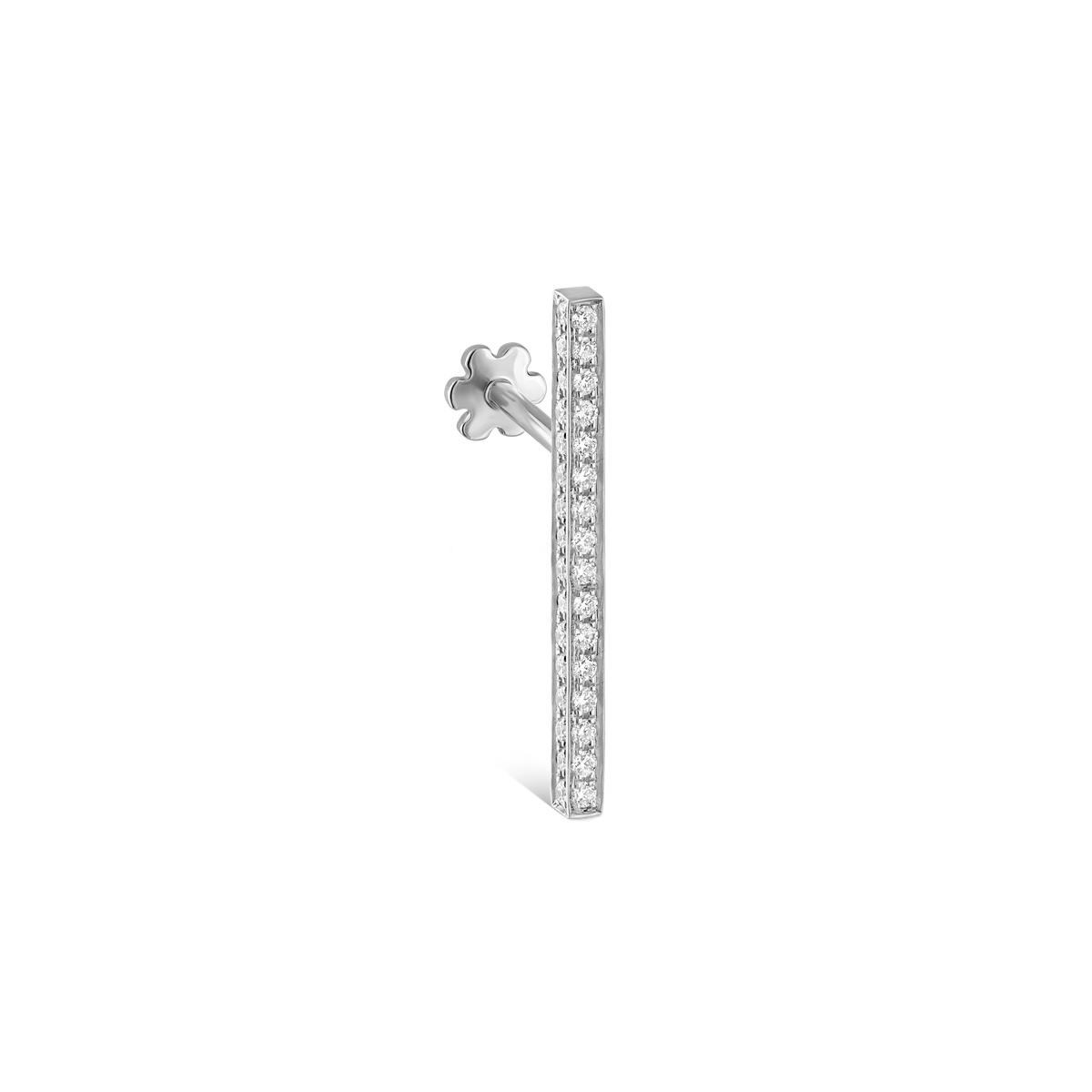 Square Diamond Pavé Bar Threaded Stud Earring With Titanium Backing