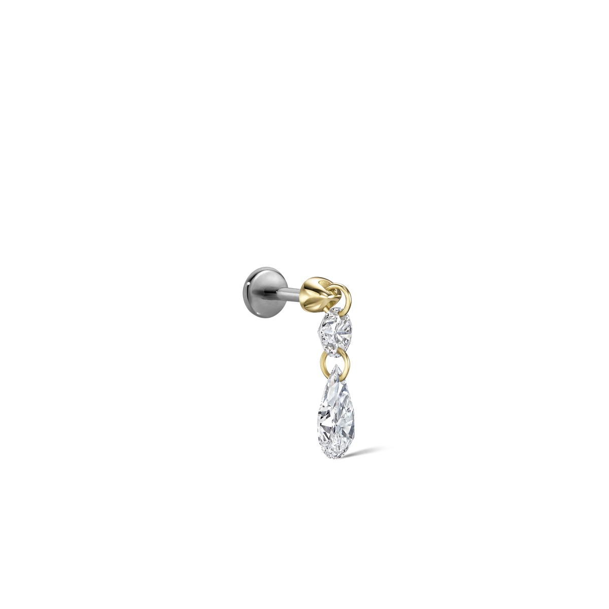 Floating Double Diamond Threaded Charm Earring With Titanium Backing