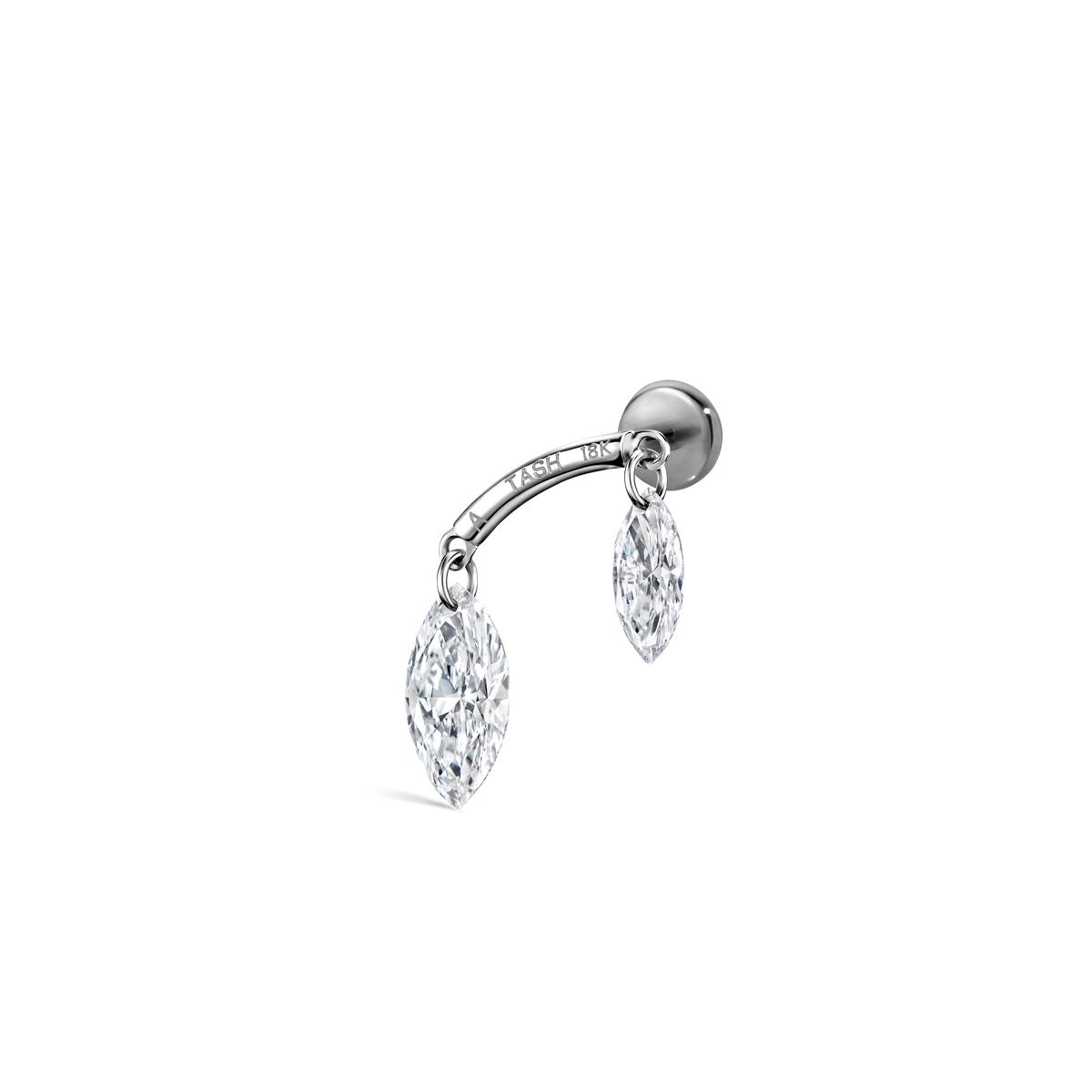Floating Double Marquise Diamond Drape Threaded Stud Earring With Titanium Backing