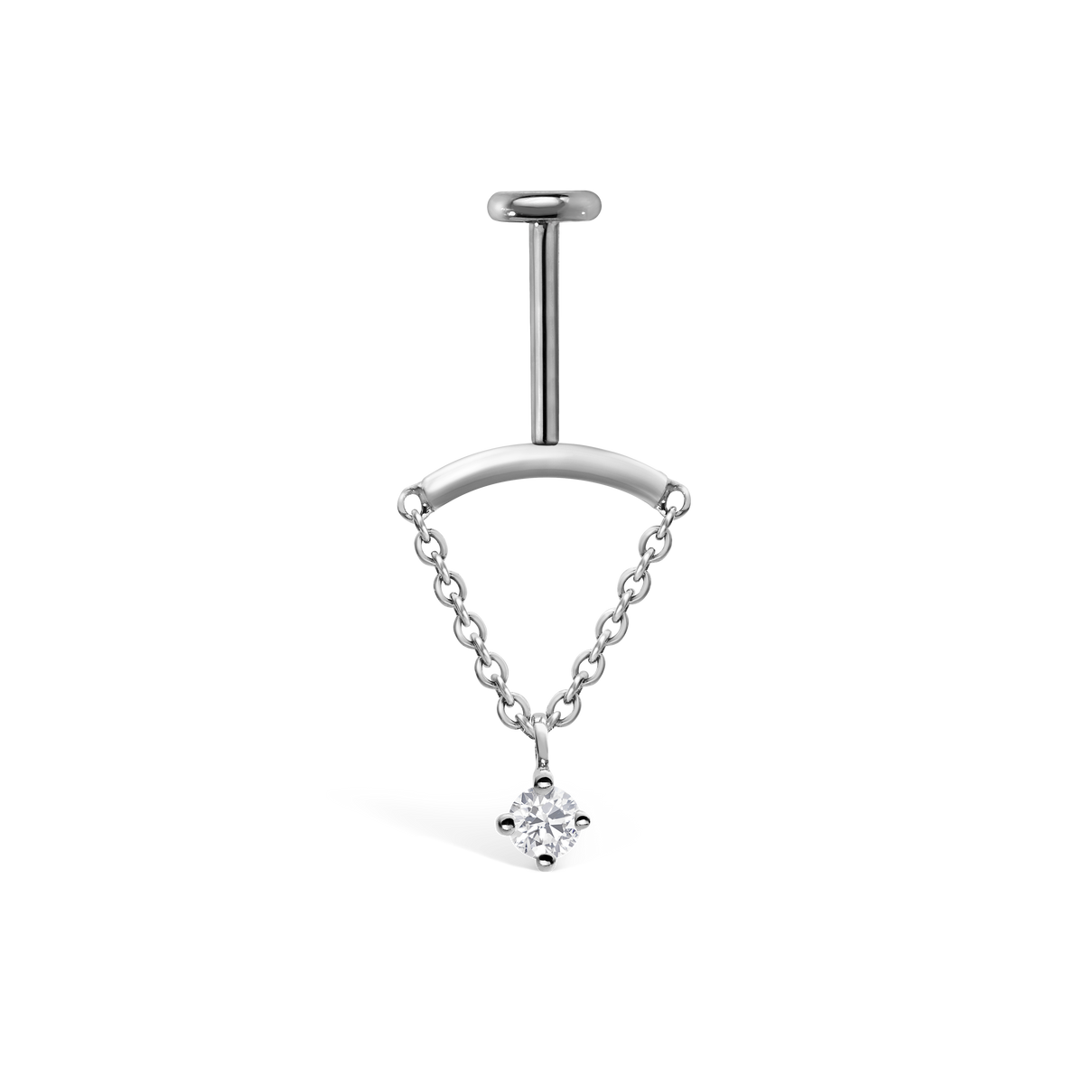 Prong Set Diamond Drape Threaded Stud Earring With Titanium Backing