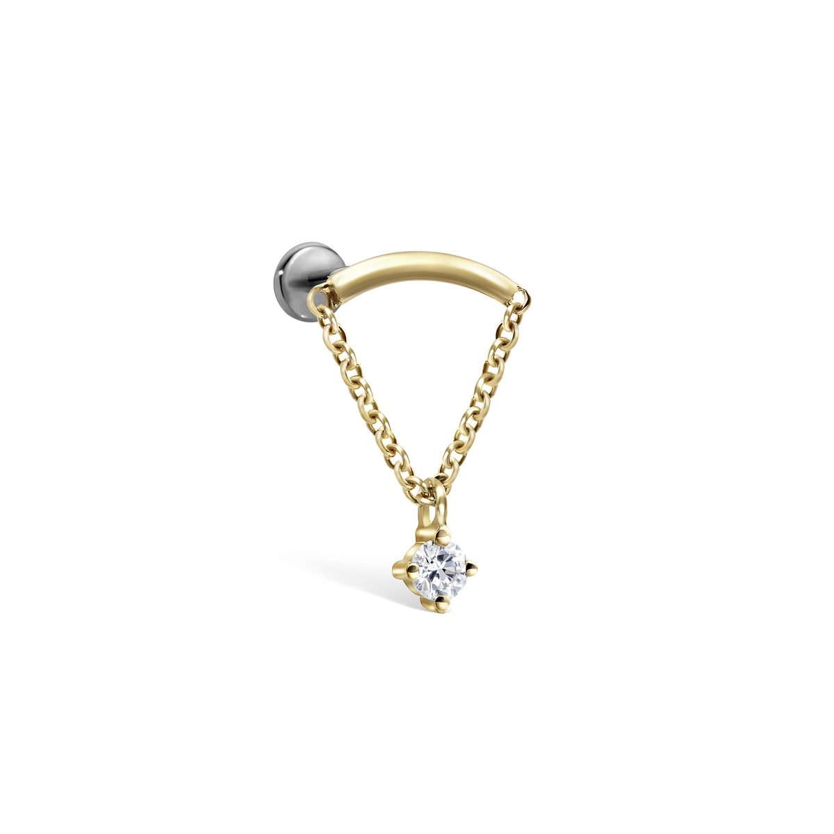 Prong Set Diamond Drape Threaded Stud Earring With Titanium Backing