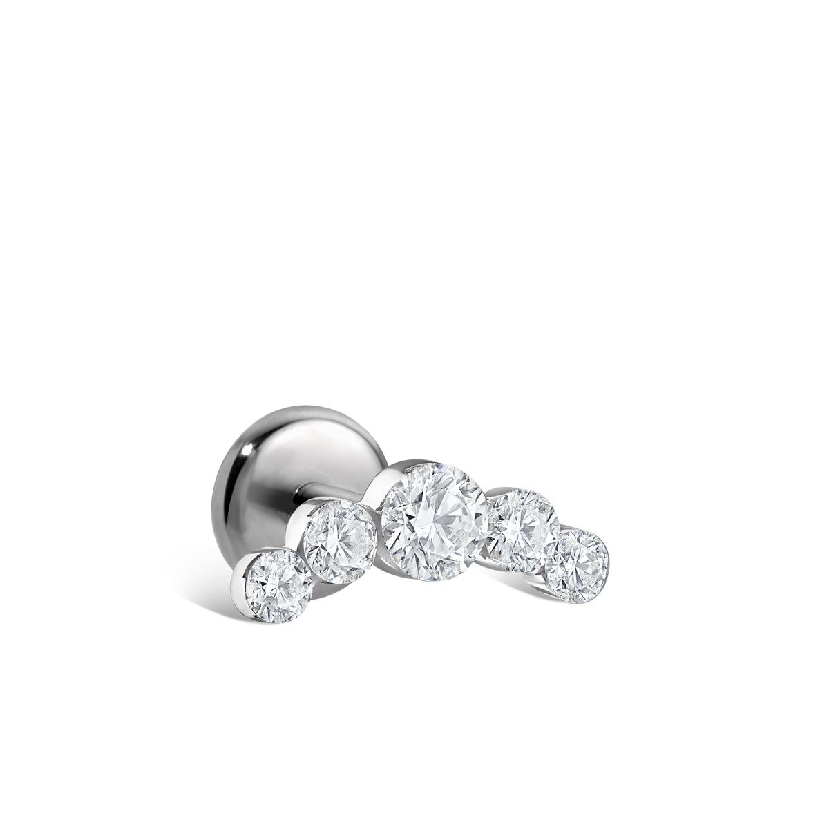 Invisible Set Five Diamond Open Curve Threaded Stud Earring With Titanium Backing