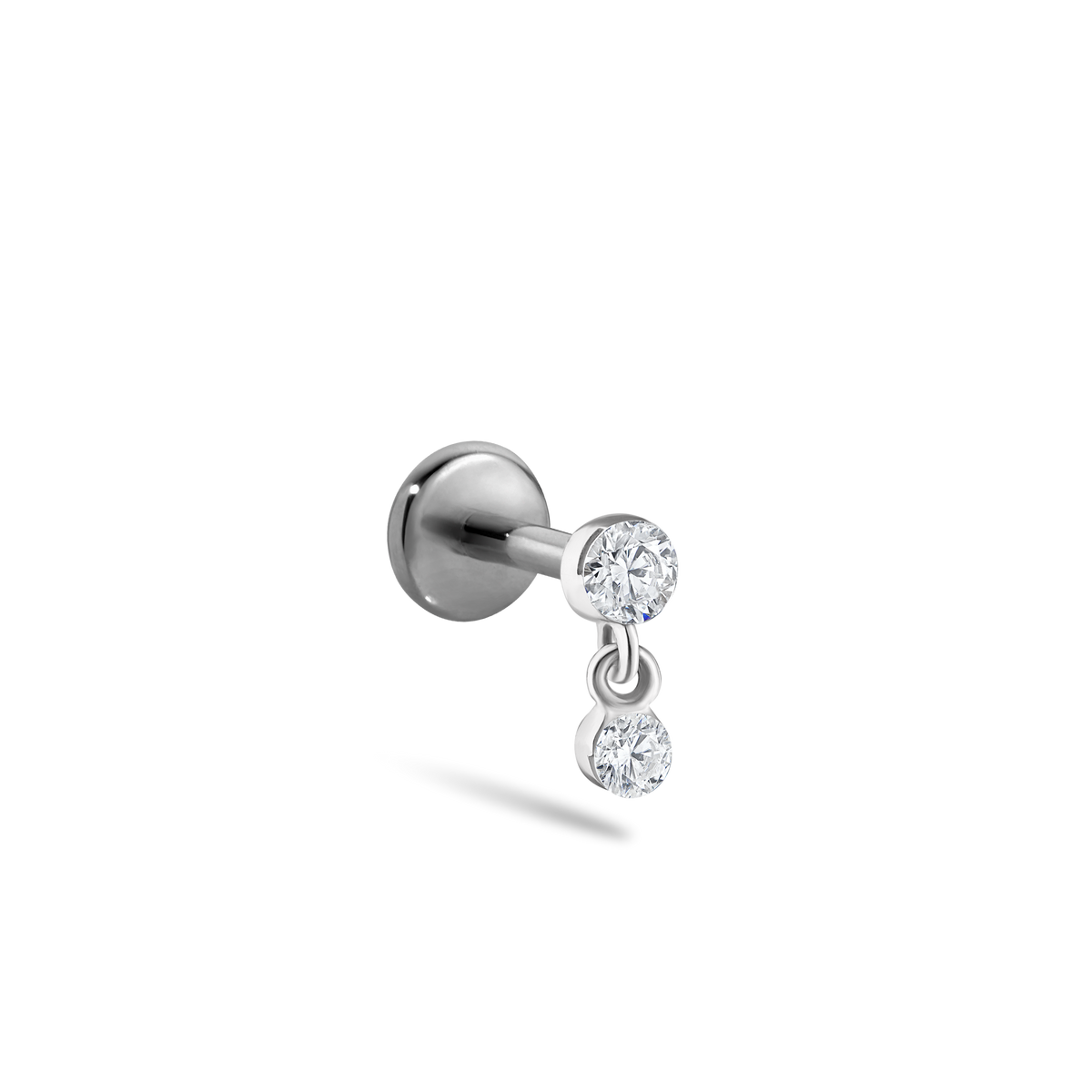 Invisible Set Diamond Dangle Threaded Stud Earring With Titanium Backing