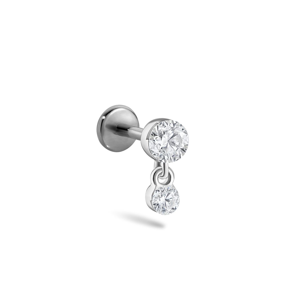 Invisible Set Diamond Dangle Threaded Stud Earring With Titanium Backing