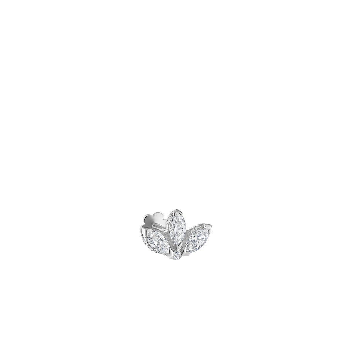 Diamond Engraved Lotus Threaded Stud Earring With Titanium Backing