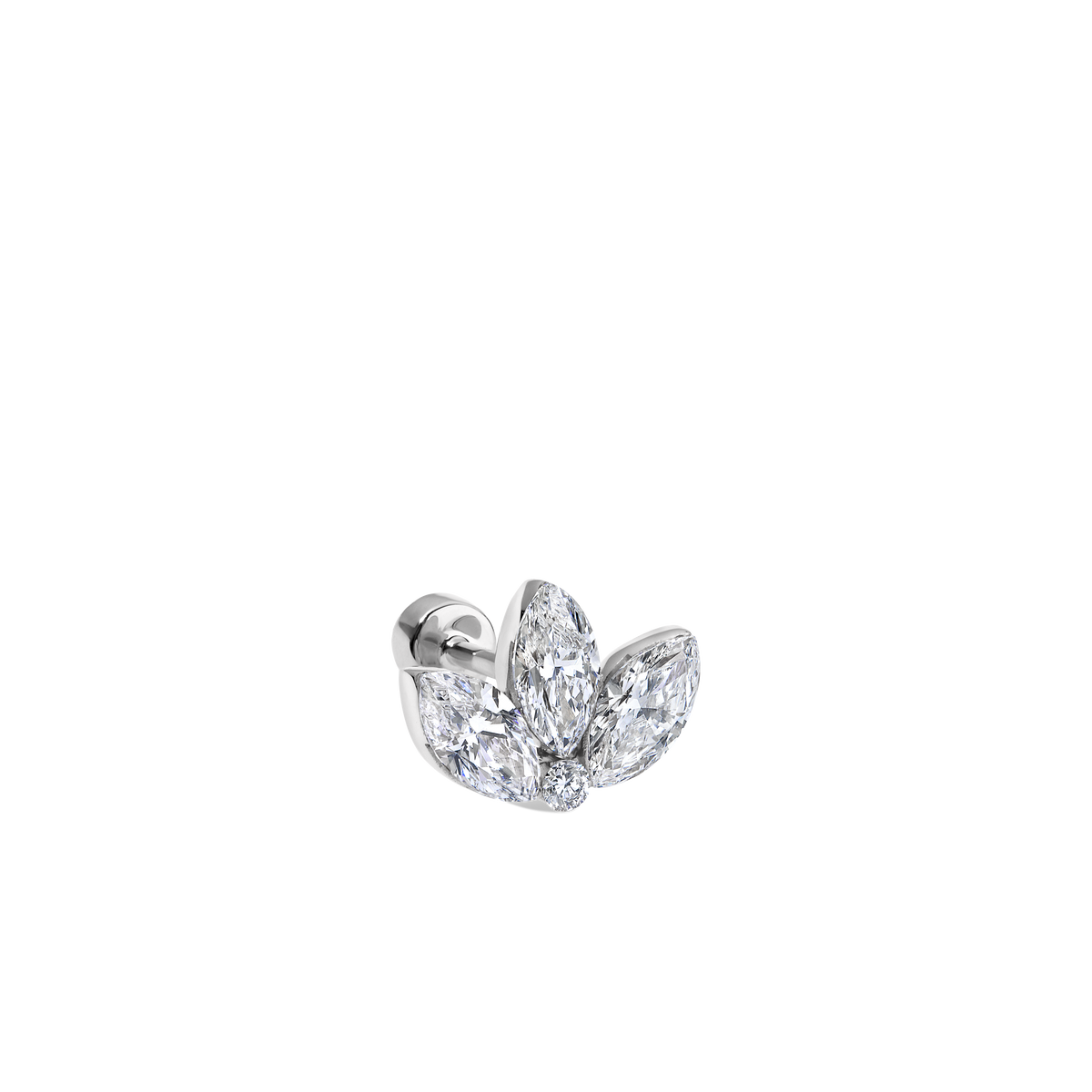 Invisible Diamond Lotus Threaded Stud Earring With Titanium Backing