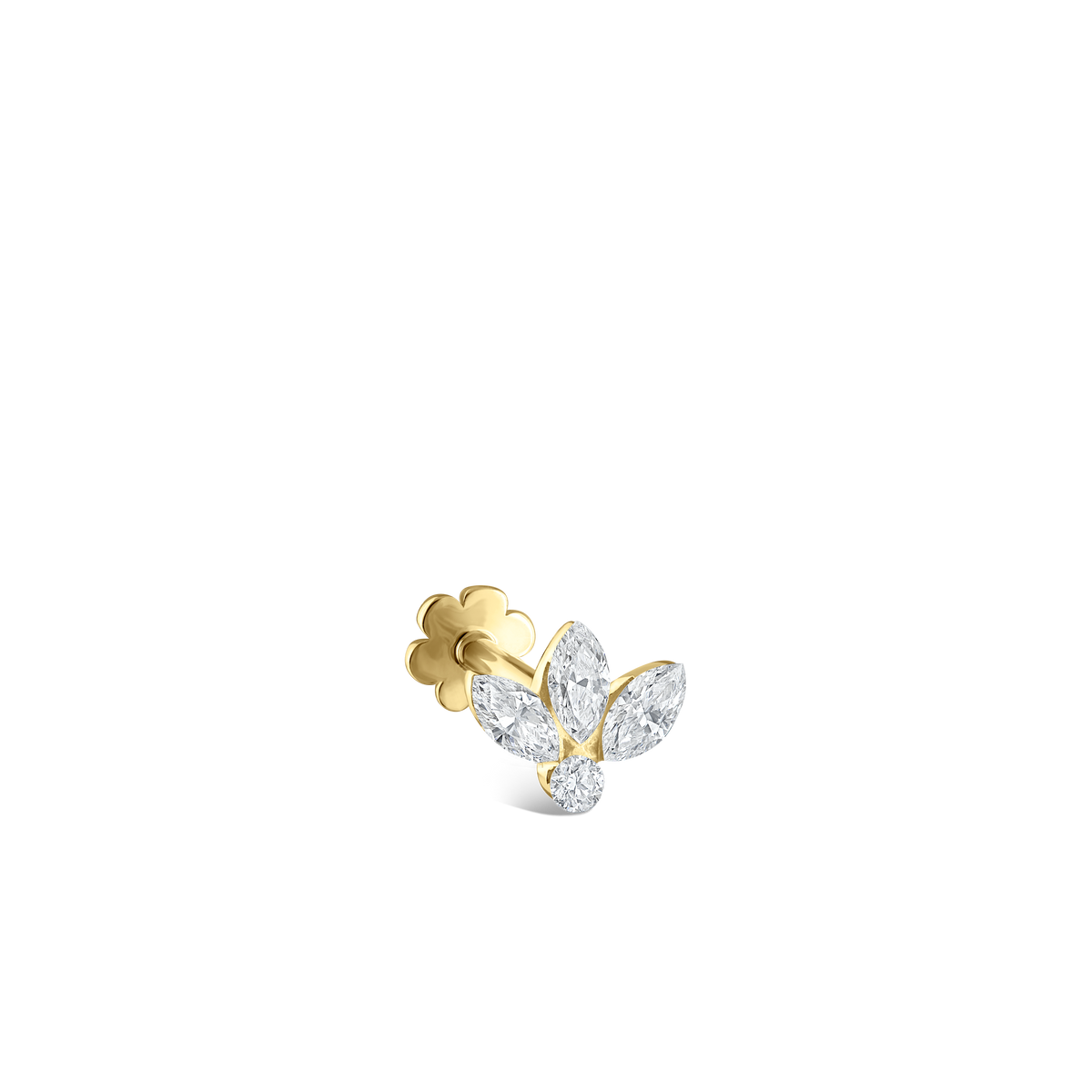 Invisible Diamond Lotus Threaded Stud Earring With Titanium Backing
