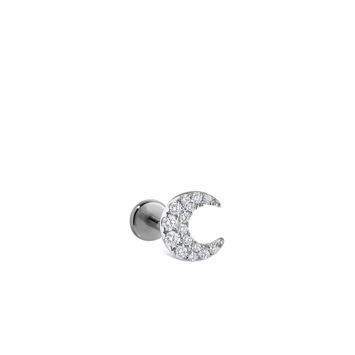Diamond Moon Threaded Stud Earring With Titanium Backing