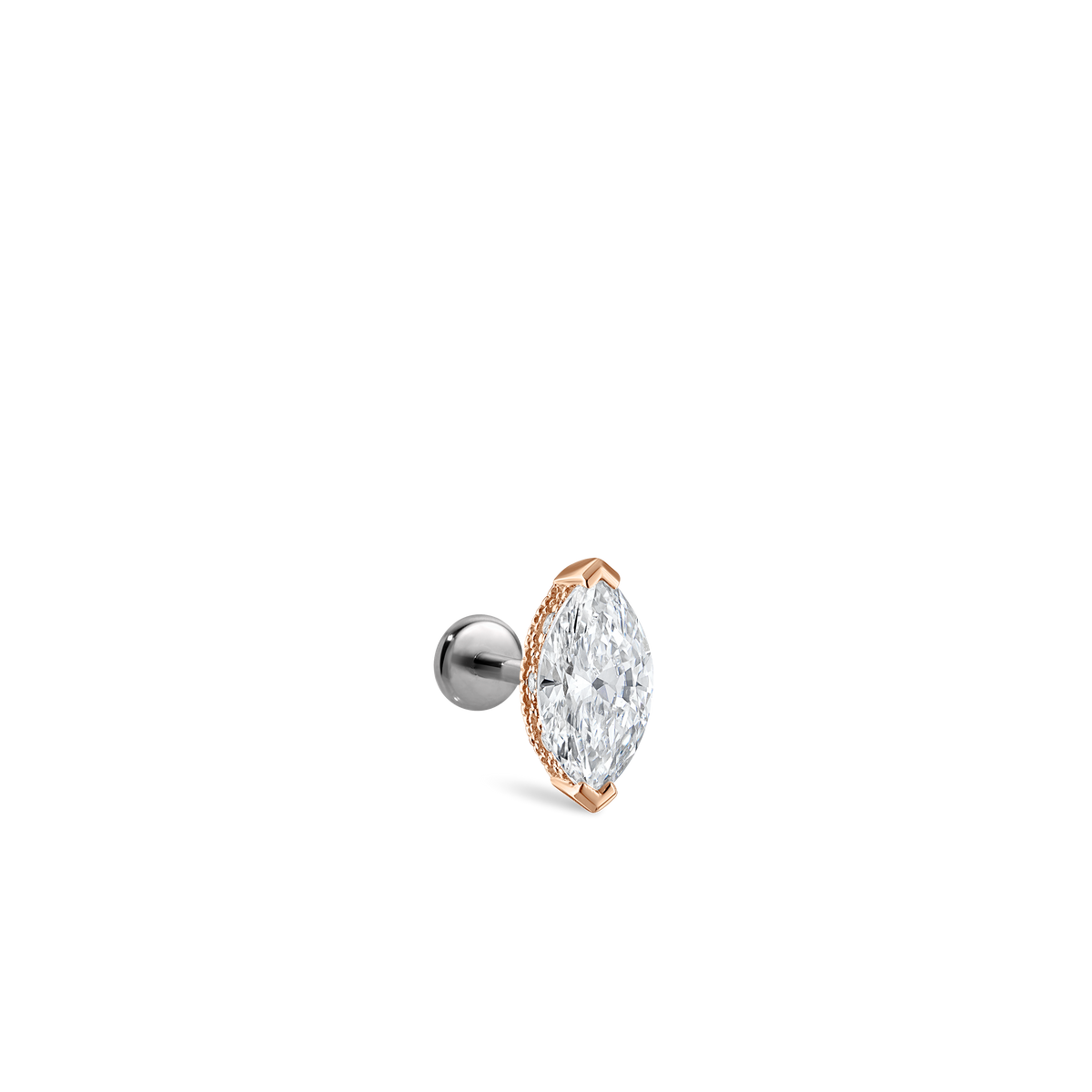Marquise Diamond Threaded Stud Earring With Titanium Backing