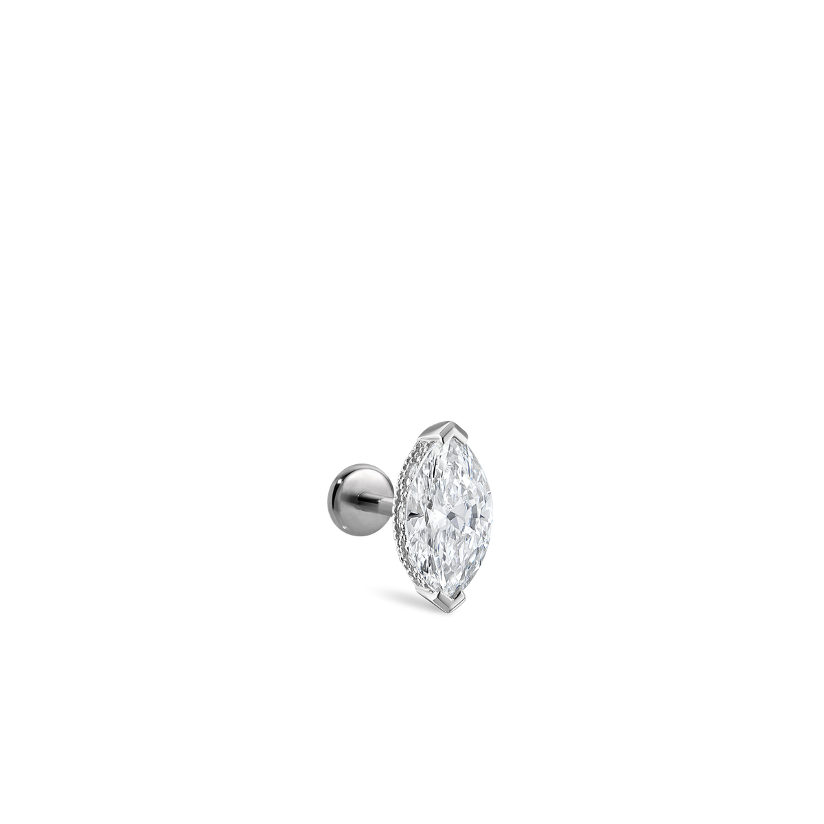Marquise Diamond Threaded Stud Earring With Titanium Backing