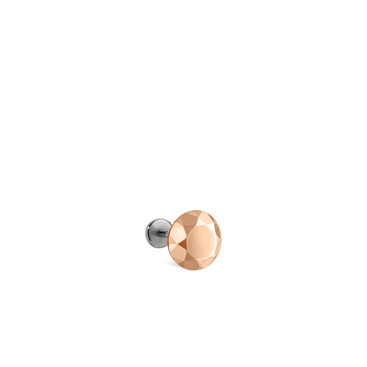 Faceted Gold Round Threaded Stud Earring With Titanium Backing