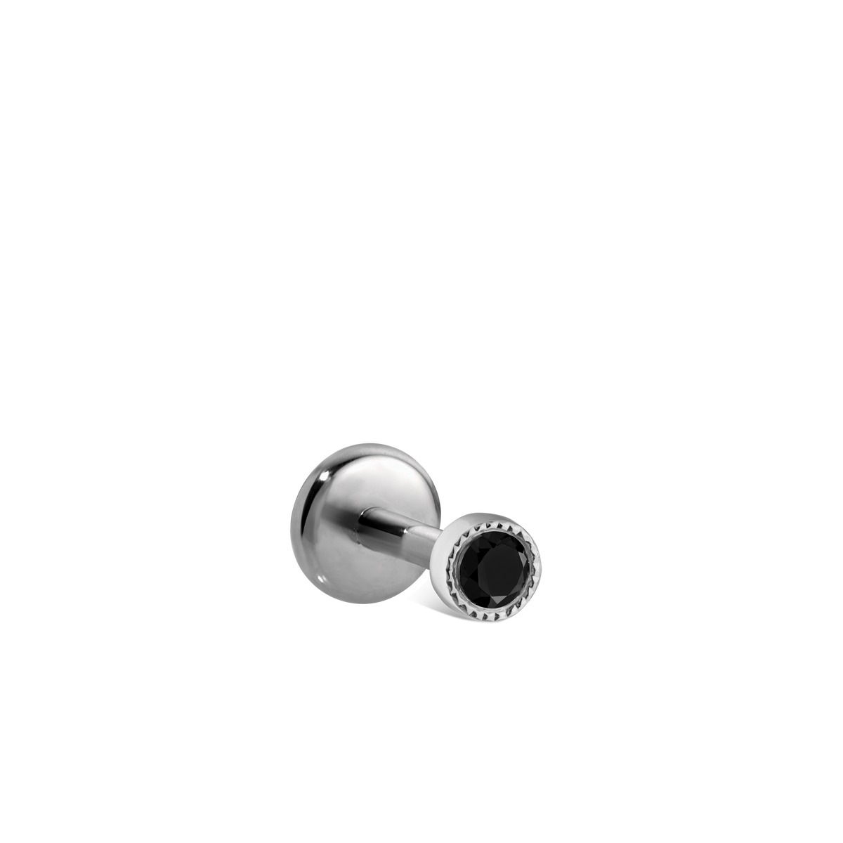 Scalloped Set Black Diamond Threaded Stud Earring With Titanium Backing