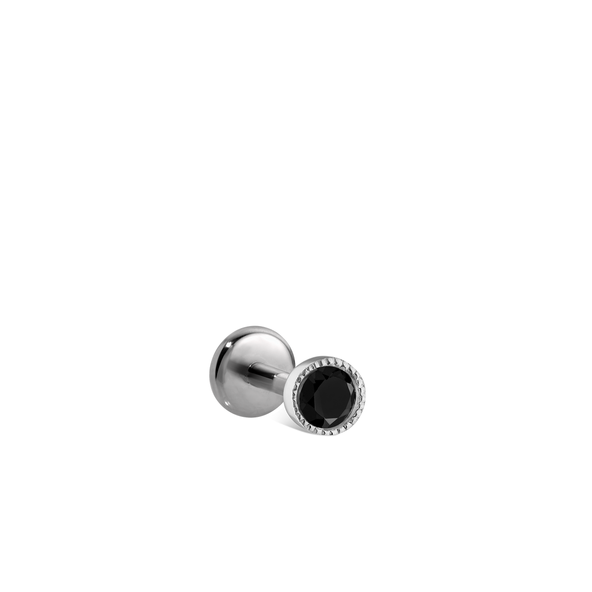 Scalloped Set Black Diamond Threaded Stud Earring With Titanium Backing