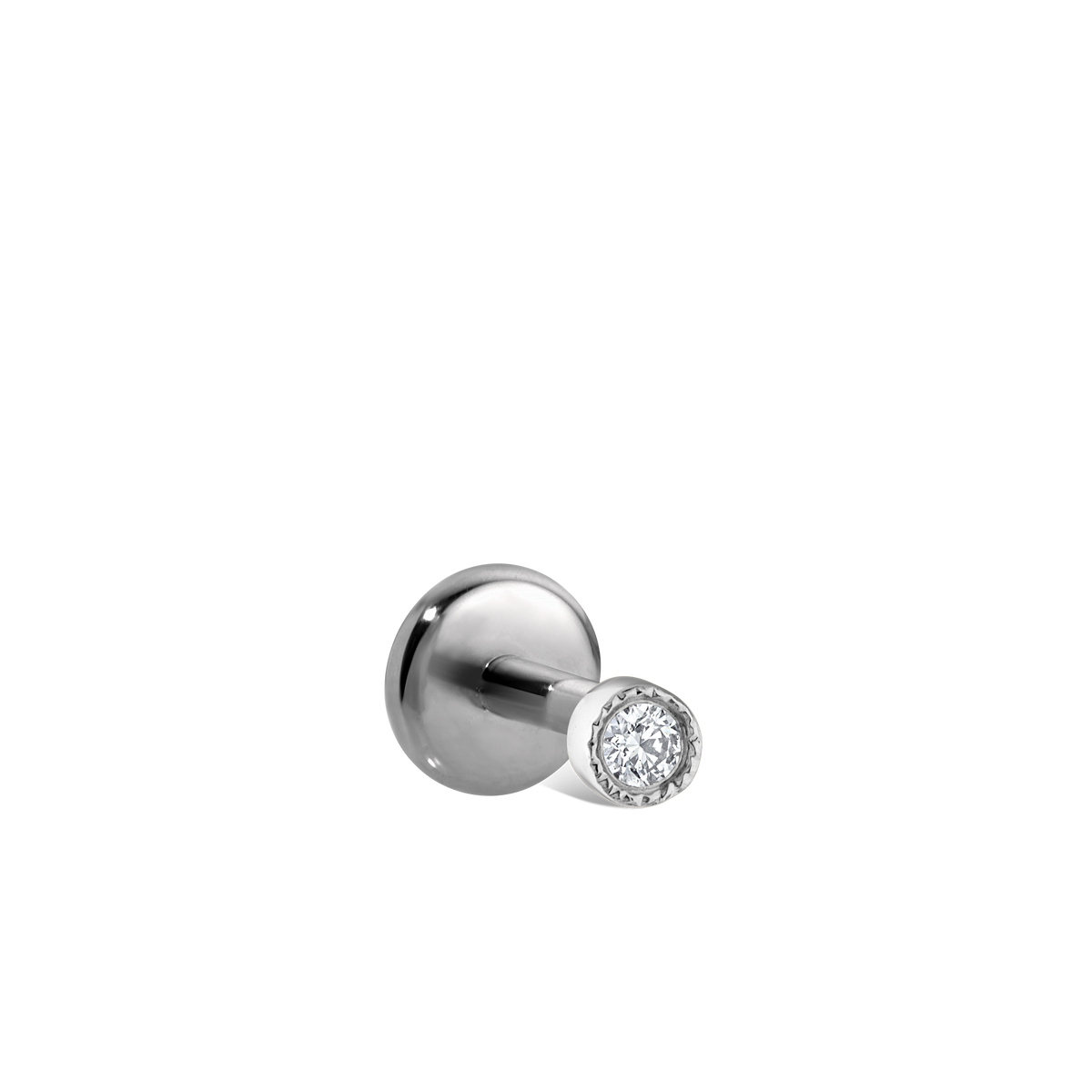 Scalloped Set Diamond Threaded Stud Earring With Titanium Backing