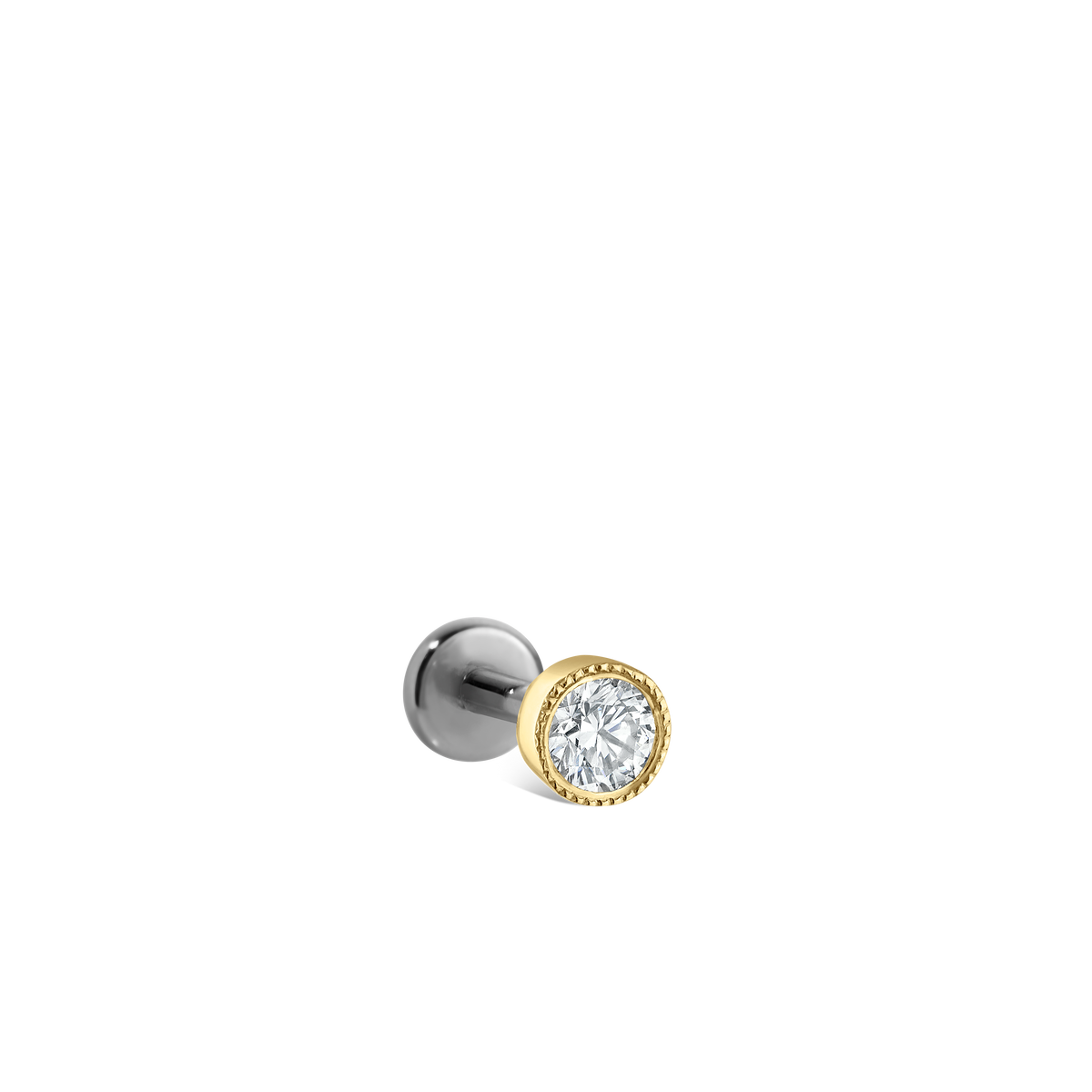 Scalloped Set Diamond Threaded Stud Earring With Titanium Backing