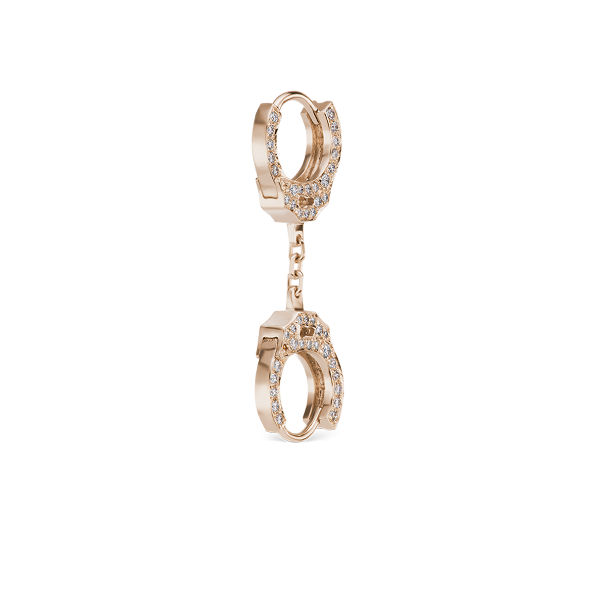 Double-sided Diamond Handcuff Hoop Earring with Short Chain