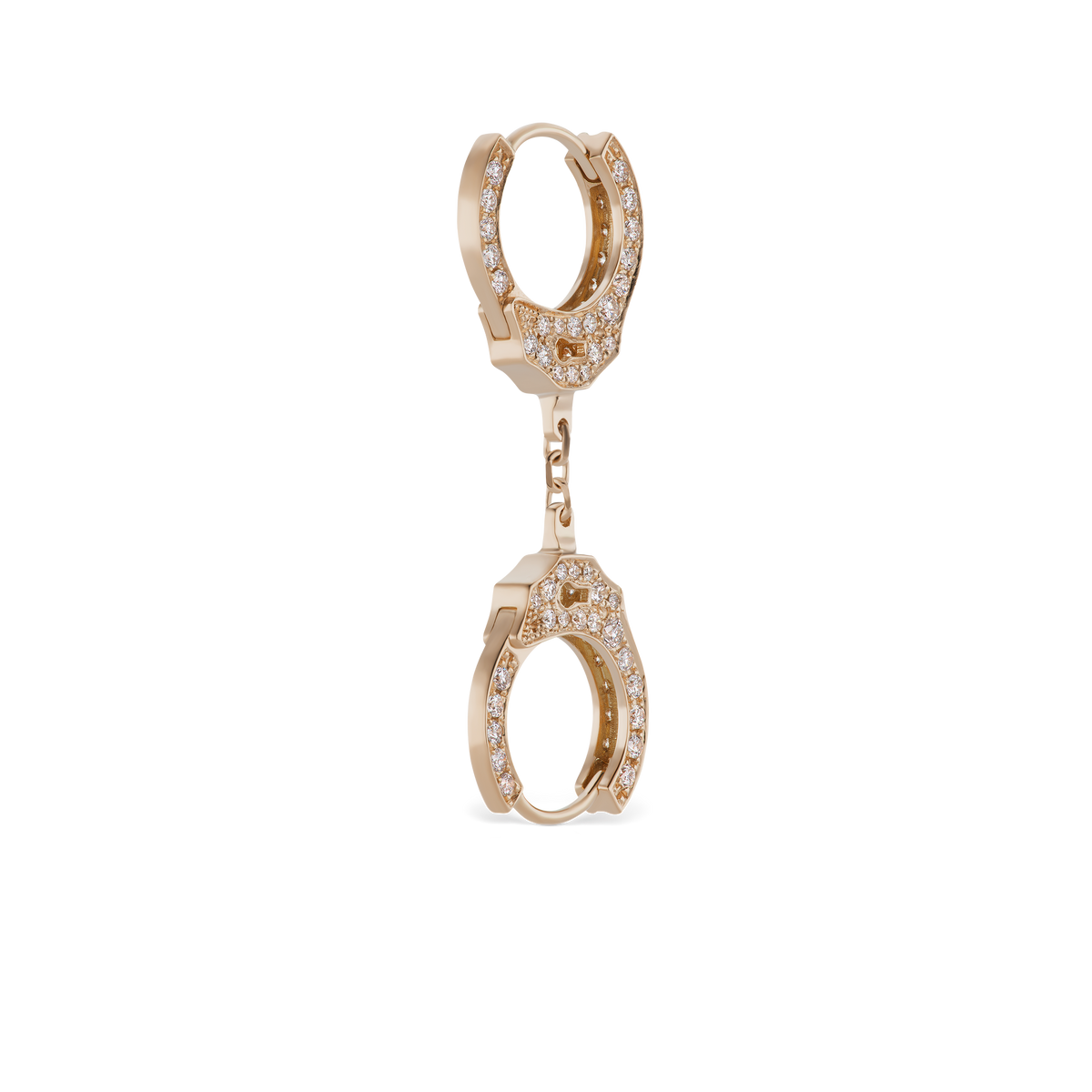 Double-sided Diamond Handcuff Hoop Earring with Short Chain
