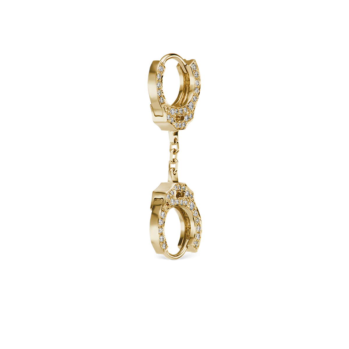 Double-sided Diamond Handcuff Hoop Earring with Short Chain