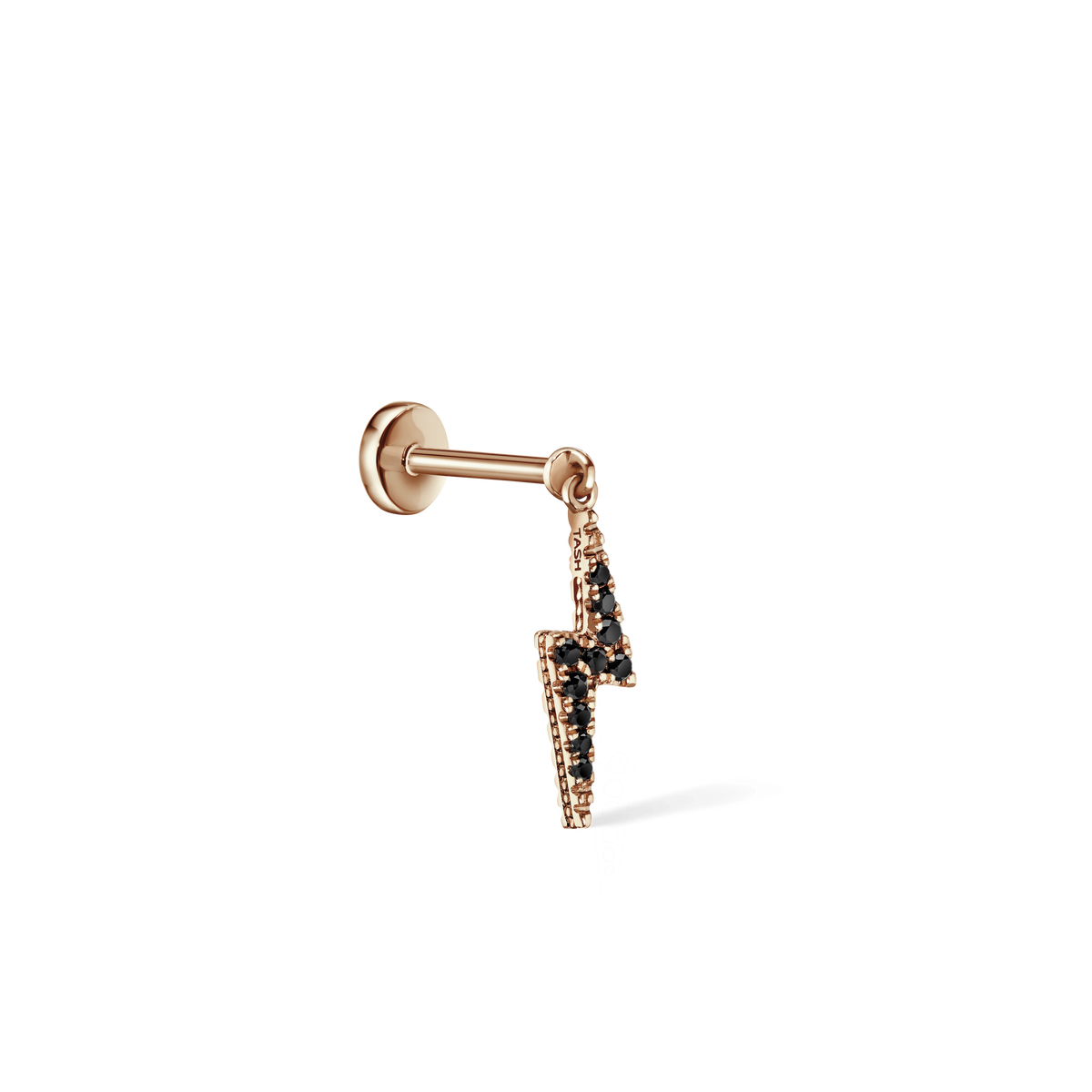 White and Black Diamond Lightning Bolt Threaded Charm Earring