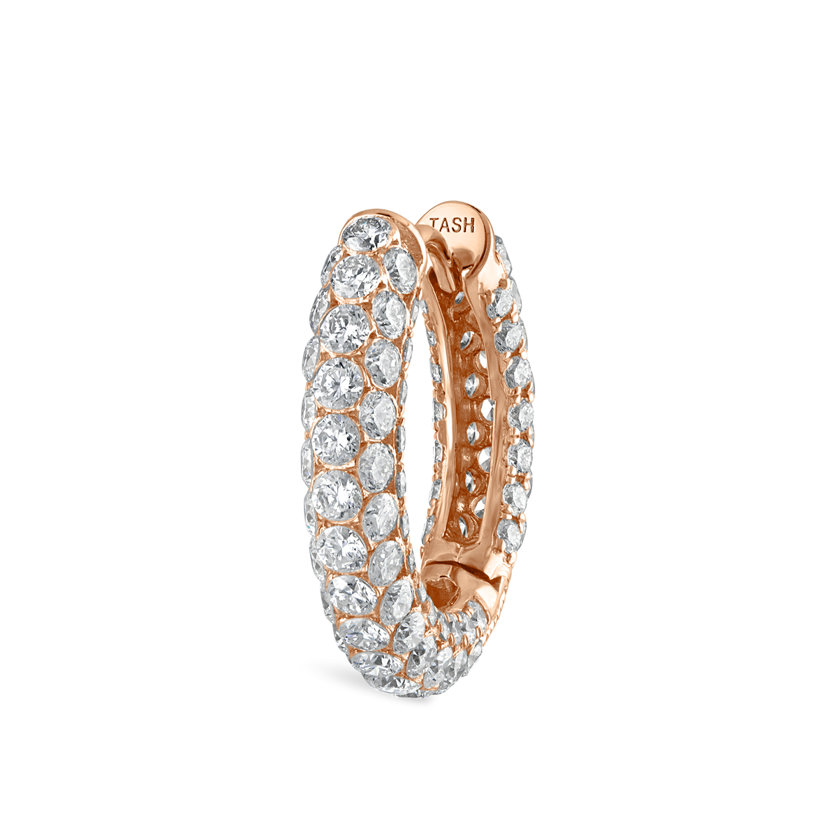 Invisible Set Diamond Three Row Pavé Hoop Earring