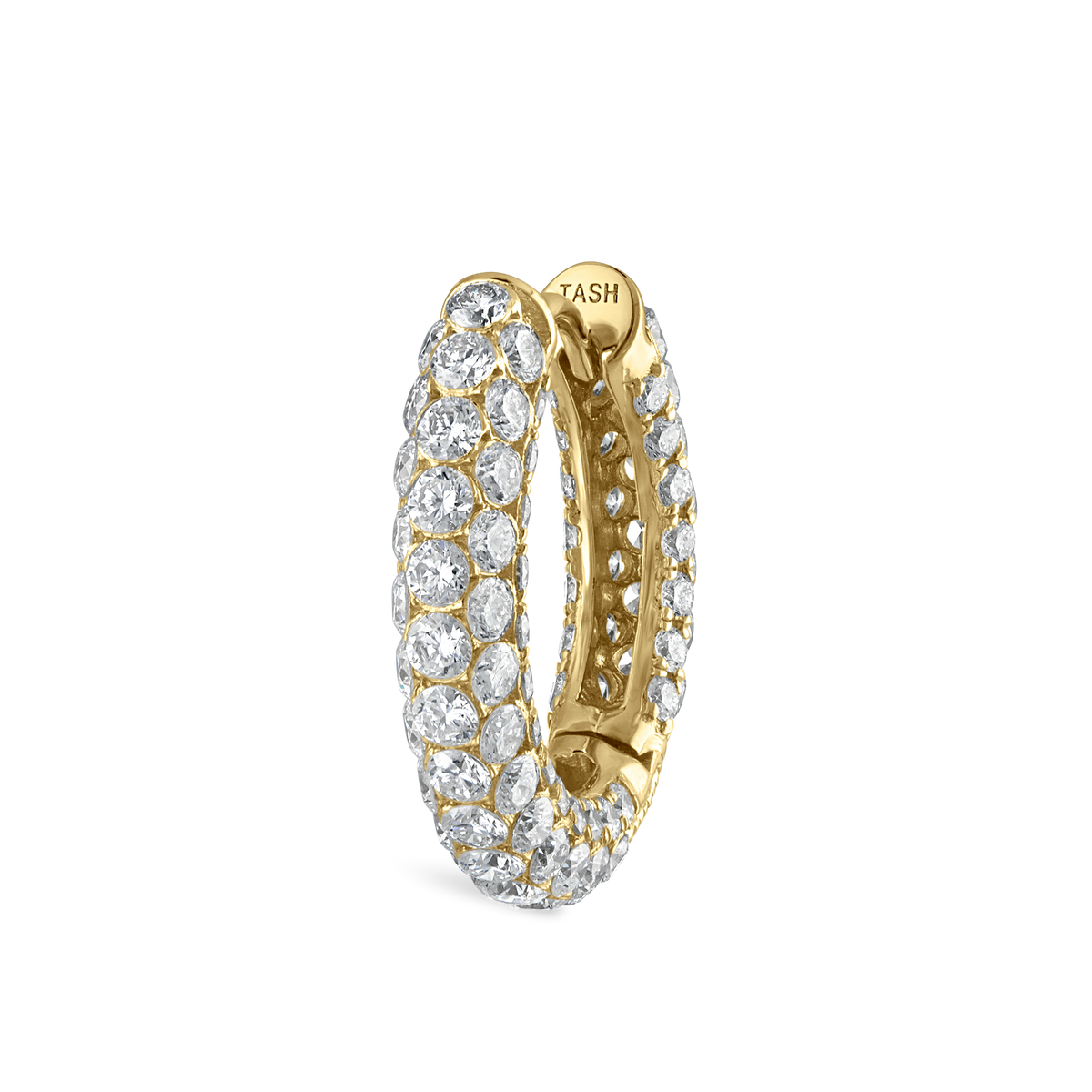 Invisible Set Diamond Three Row Pavé Hoop Earring