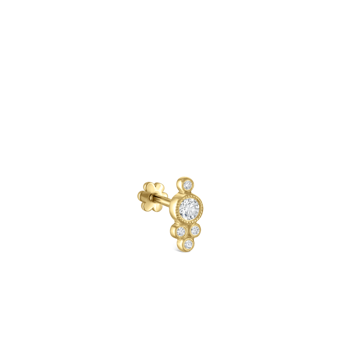 Diamond Four Ball Trinity Threaded Stud Earring