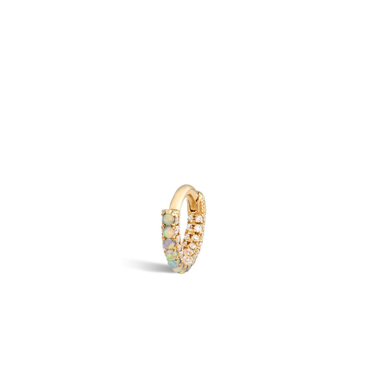 Opal and Diamond Pavé Hoop Earring (Bottom Hinge)