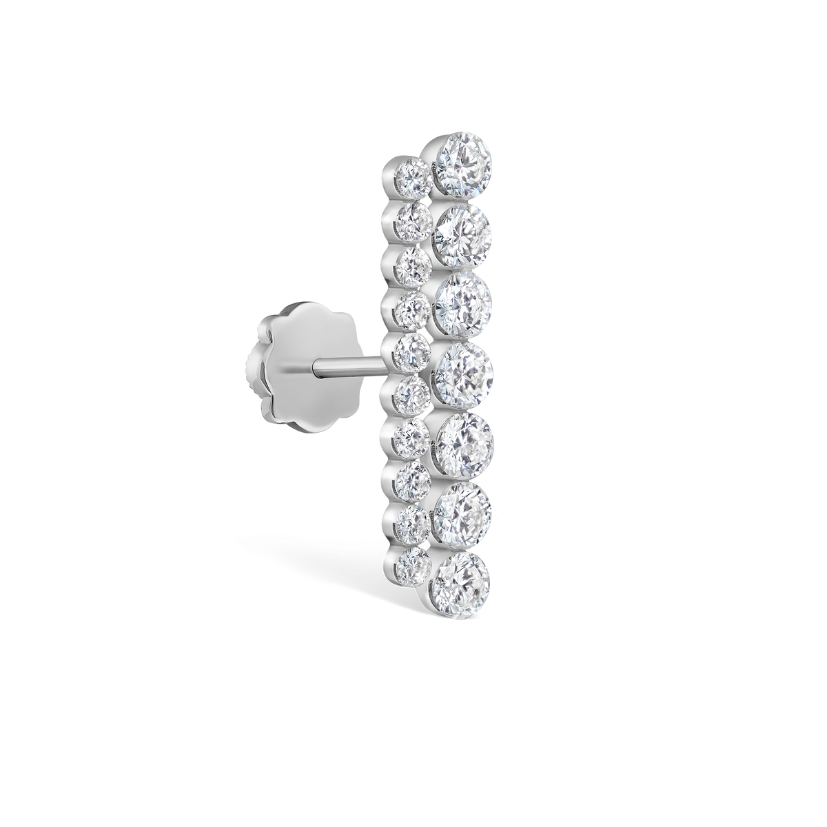 Invisible Set Diamond Apsara Bar Threaded Stud Earring
