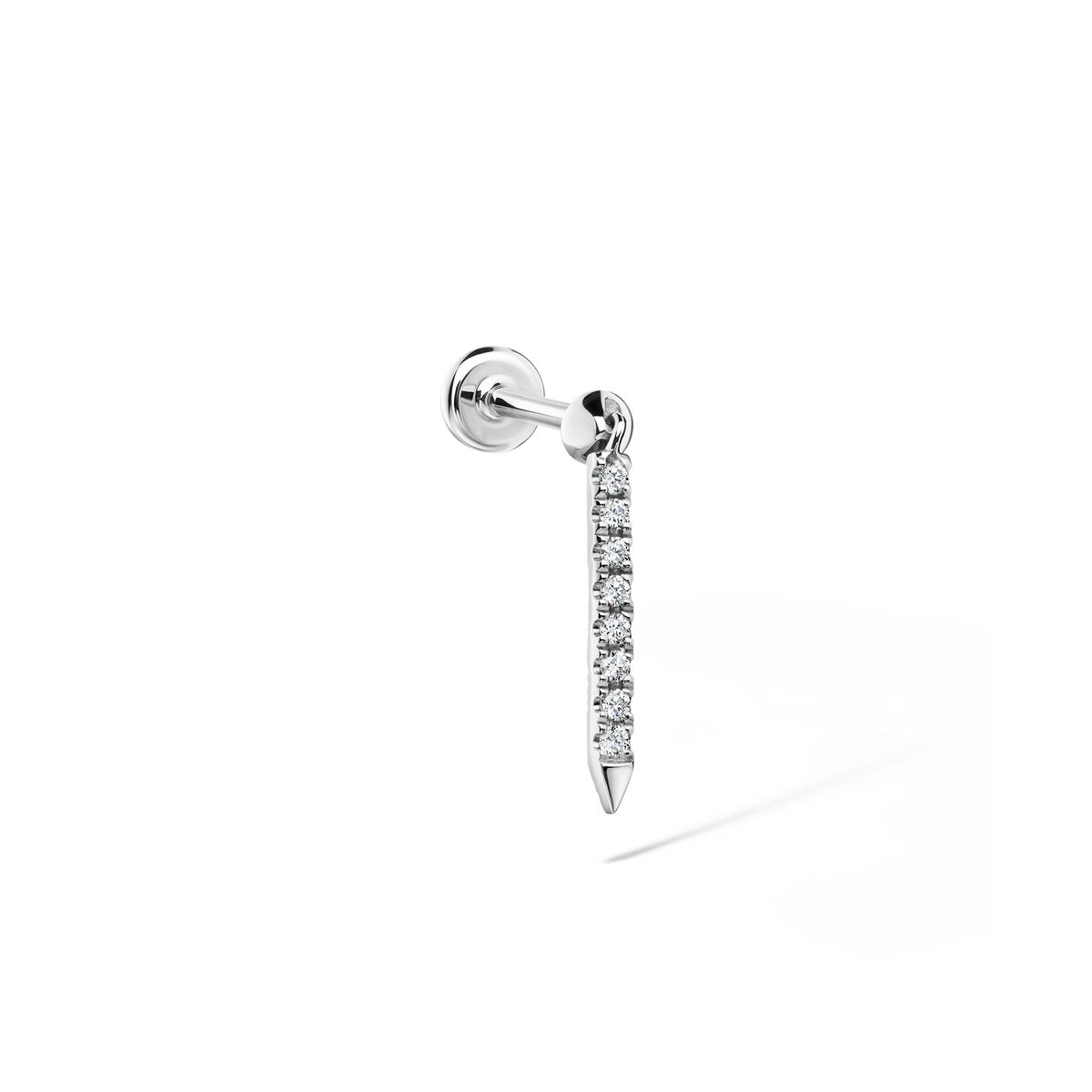 Diamond Eternity Bar Charm Threaded Stud Earring