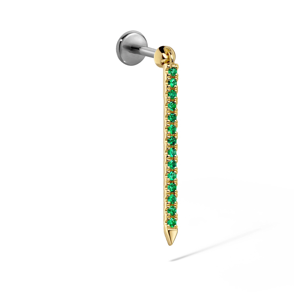 Emerald Eternity Bar Charm Threaded Stud Earring With Titanium Backing