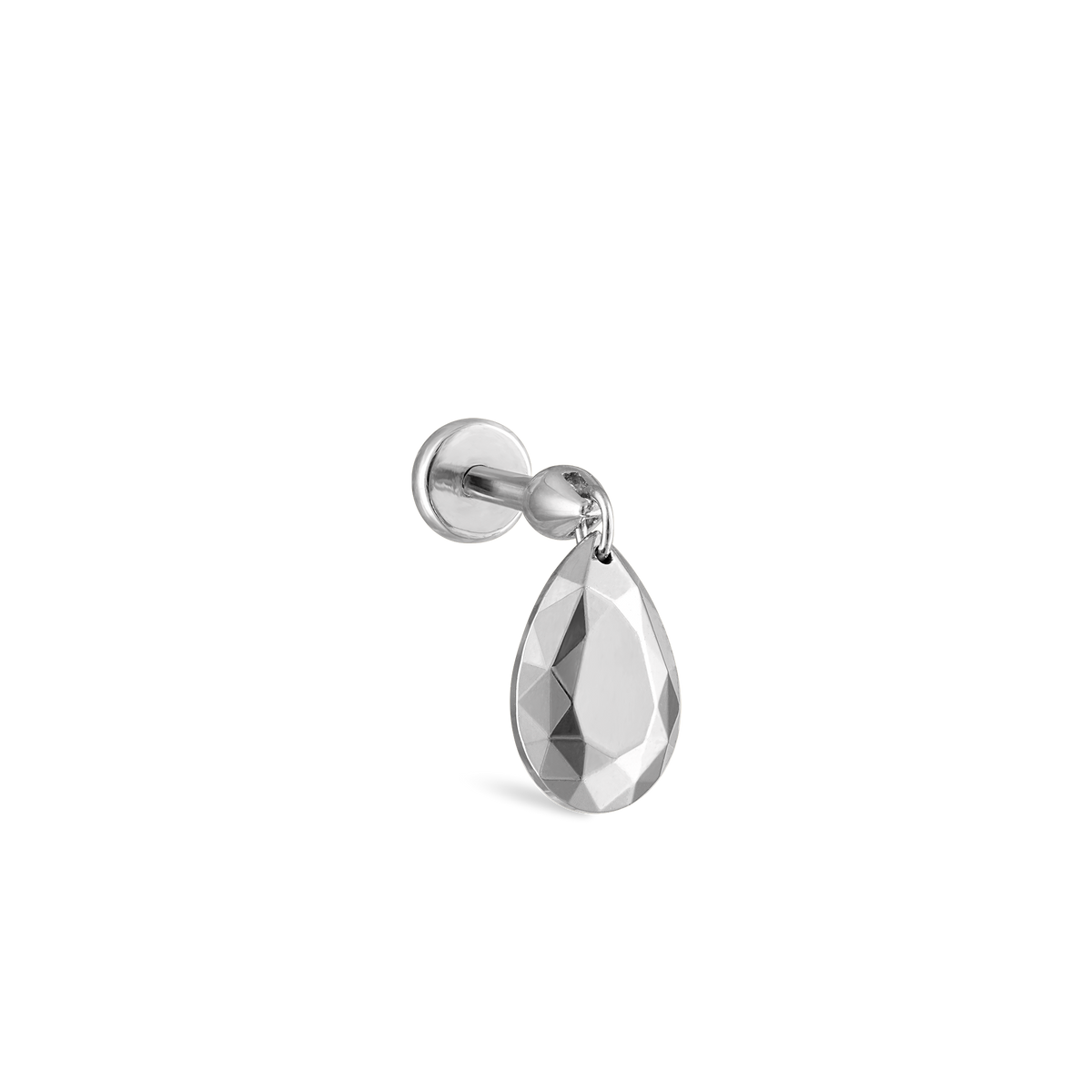 Faceted Gold Pear Threaded Charm Earring