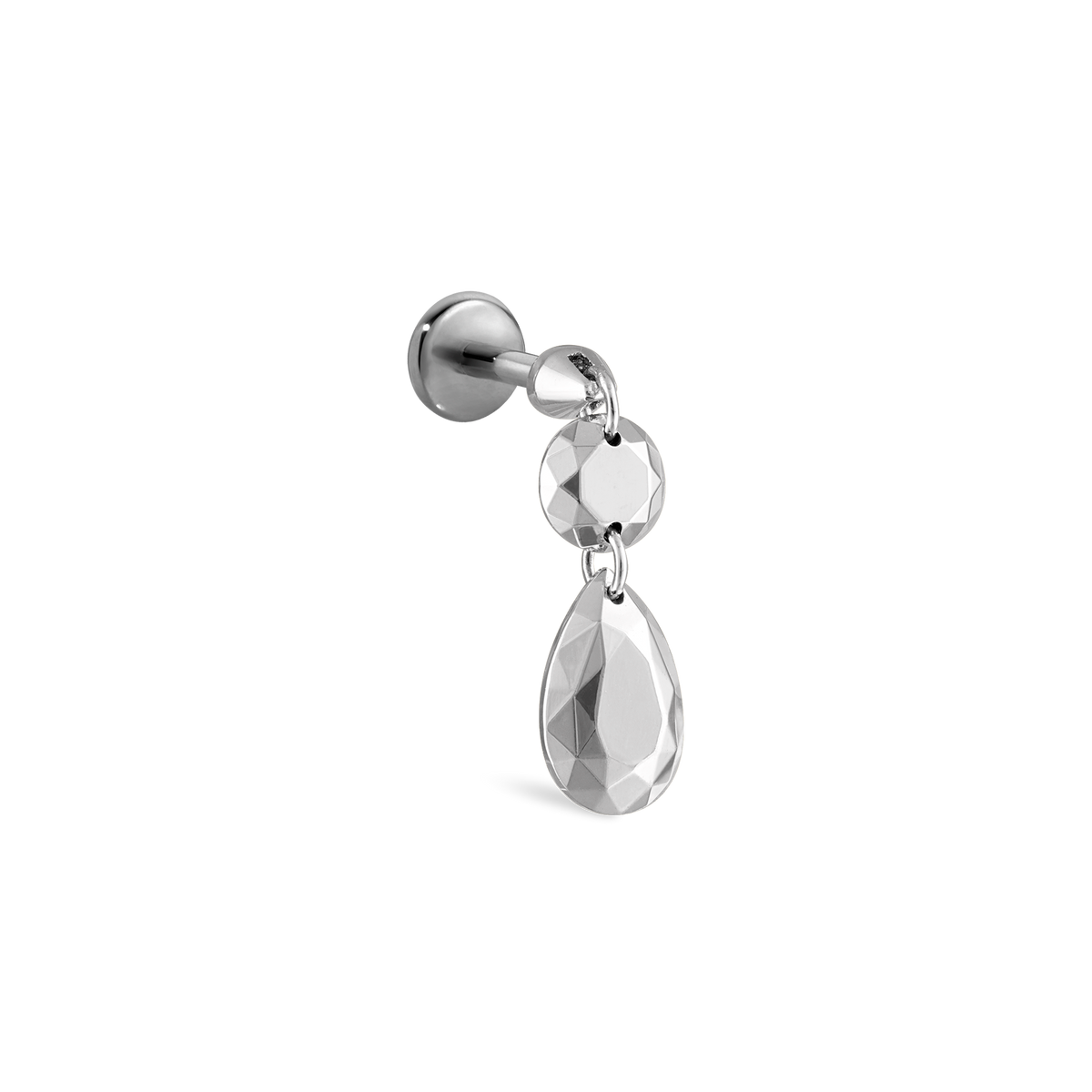 Double Faceted Gold Threaded Charm Stud Earring With Titanium Backing