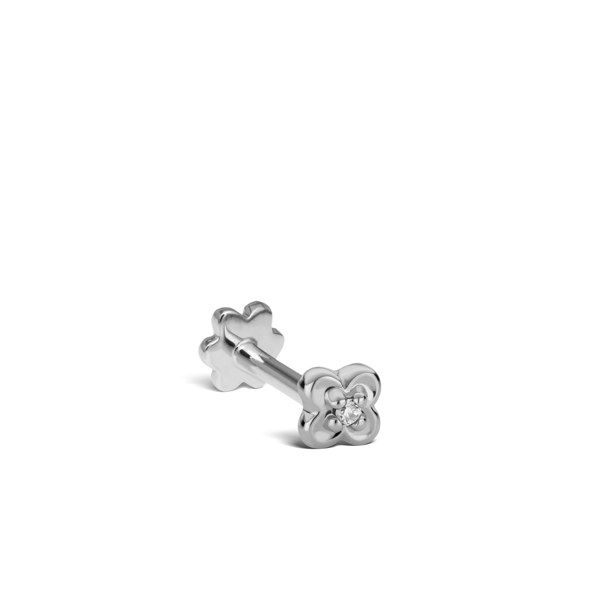 Diamond Lucky Clover Threaded Stud Earring